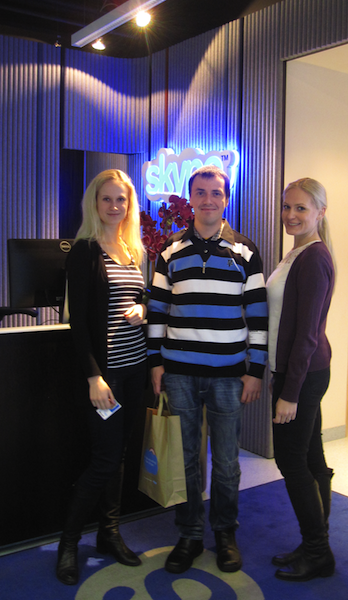 Oksana Topor - Skype Recruiter, Skype Challenge winner Oleg Tsernetsov, Staffing Associate Triin Kaljuvee